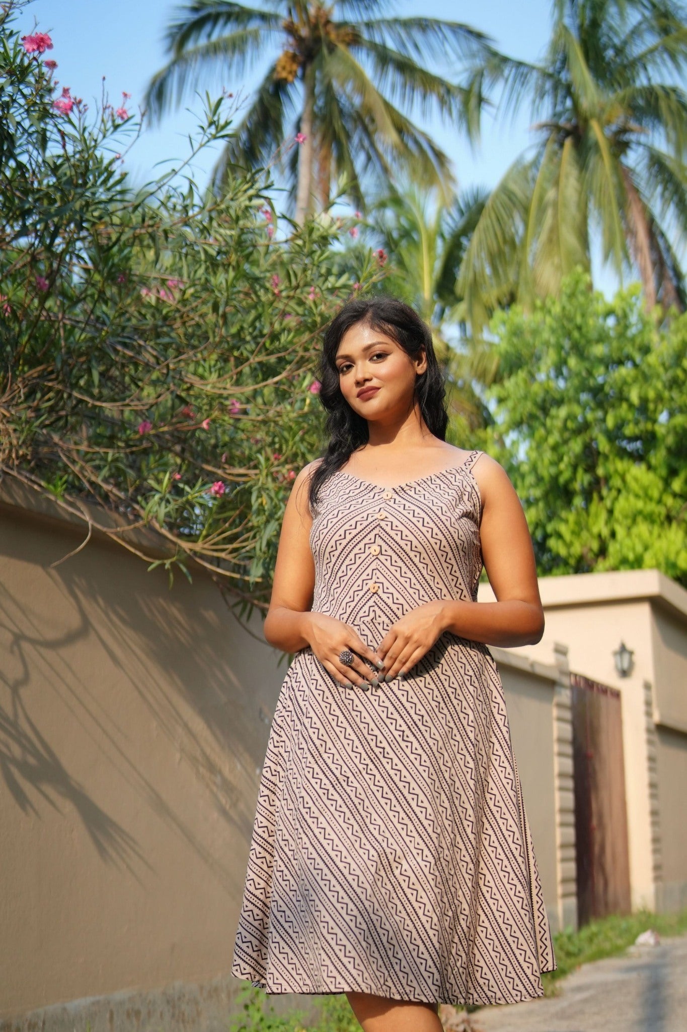 cotton mid-length dress