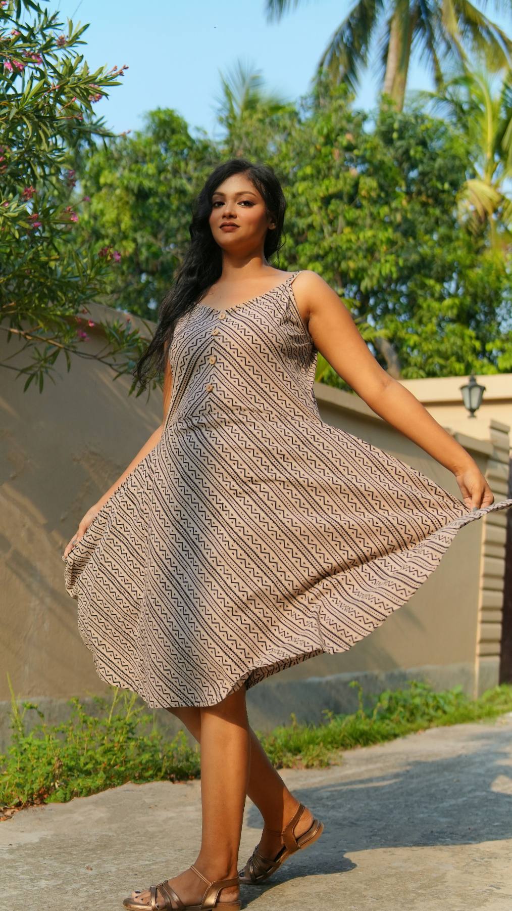 cotton mid-length dress