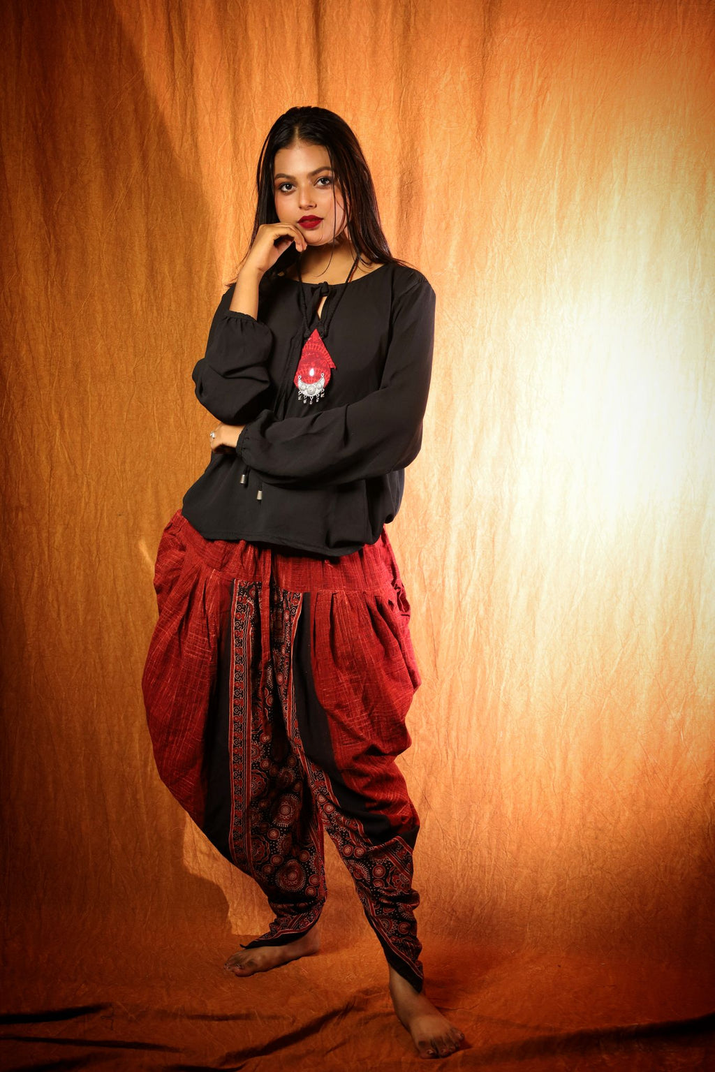 black top with dhoti pant