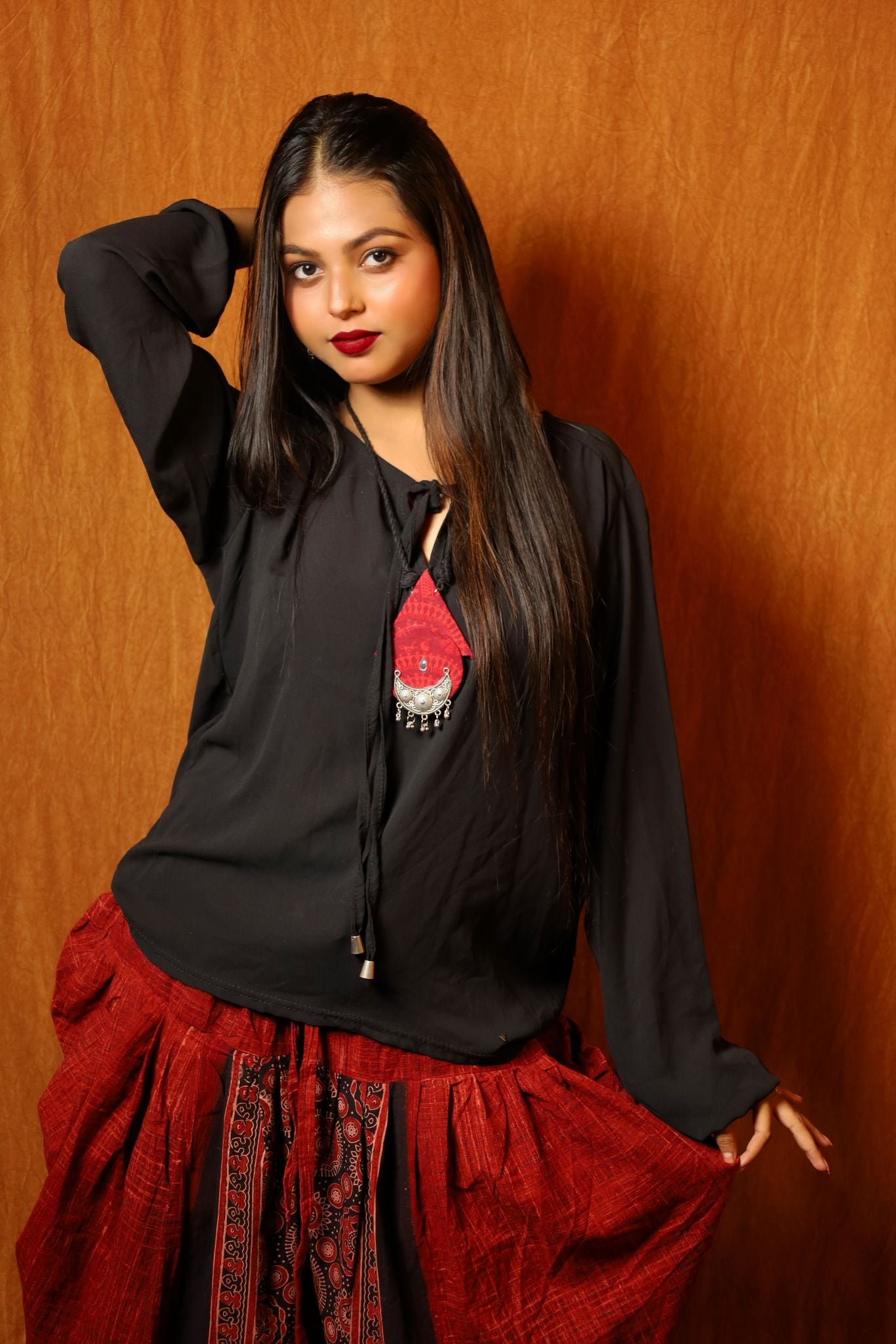 black top with dhoti pant