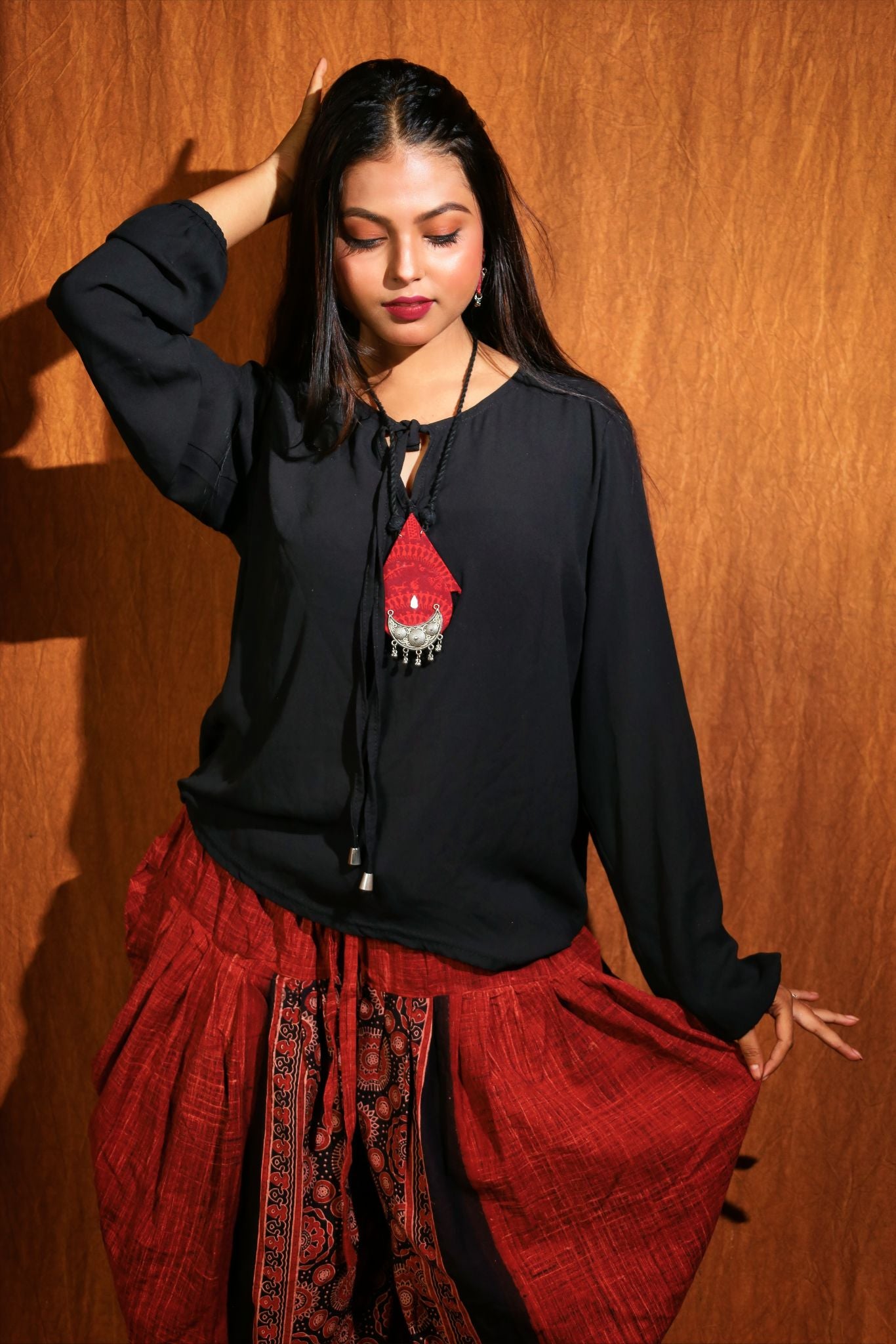 black top with dhoti pant