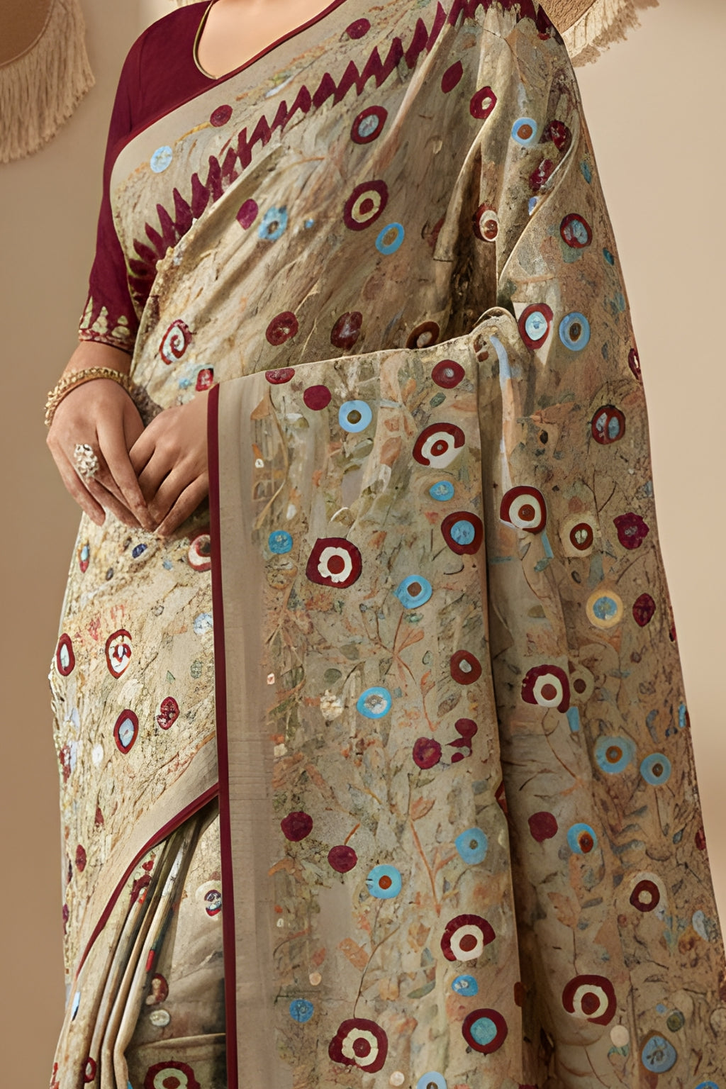 Hand-Stitched Tasar Silk Saree