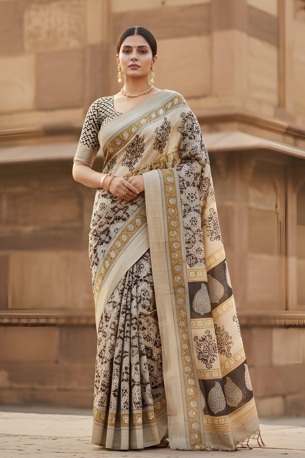 Jaipuri soft linen Saree